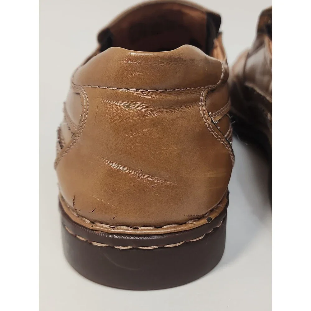 Men’s Natha Studio Leather Loafers Light Brown Soles Shoes Size 11.5